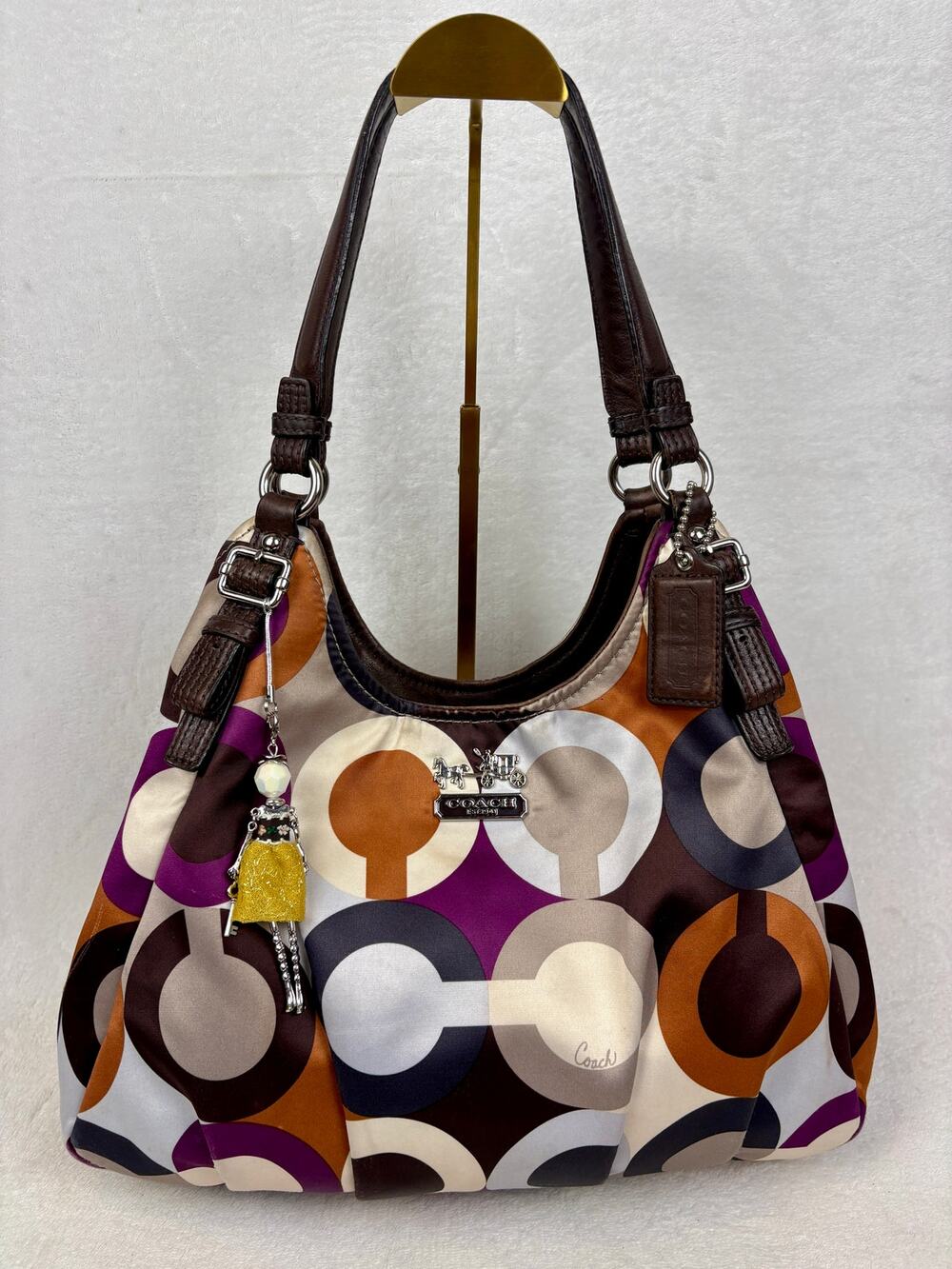 Coach Madison Graphic Op Art Sateen Maggie Shoulder Bag, Charm